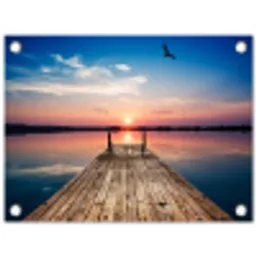 Steiger - Water - Zonsondergang - Roze - Horizon tuinposter los doek klein -3d