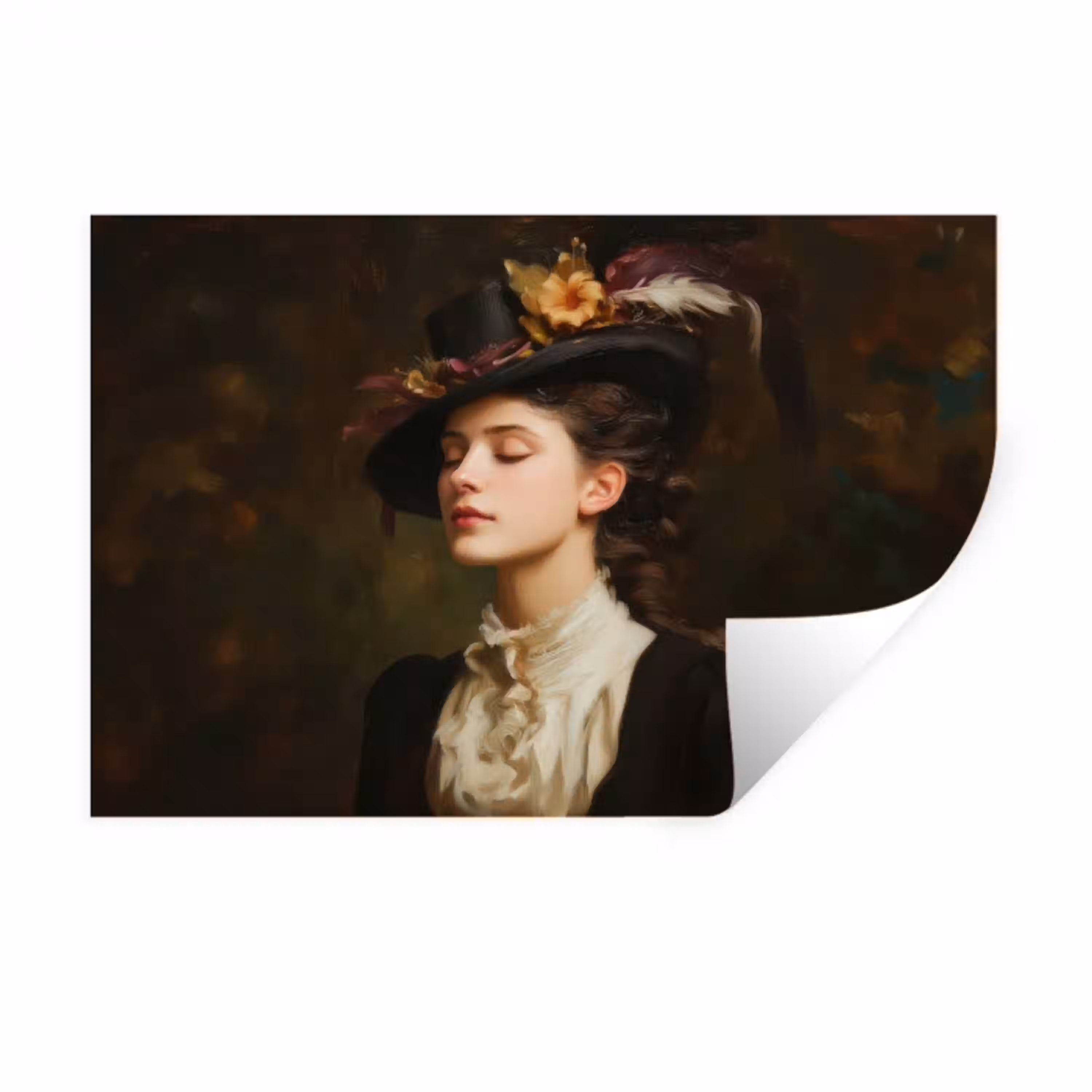 Vrouw - Victoriaans - Portret Muursticker klein -3d