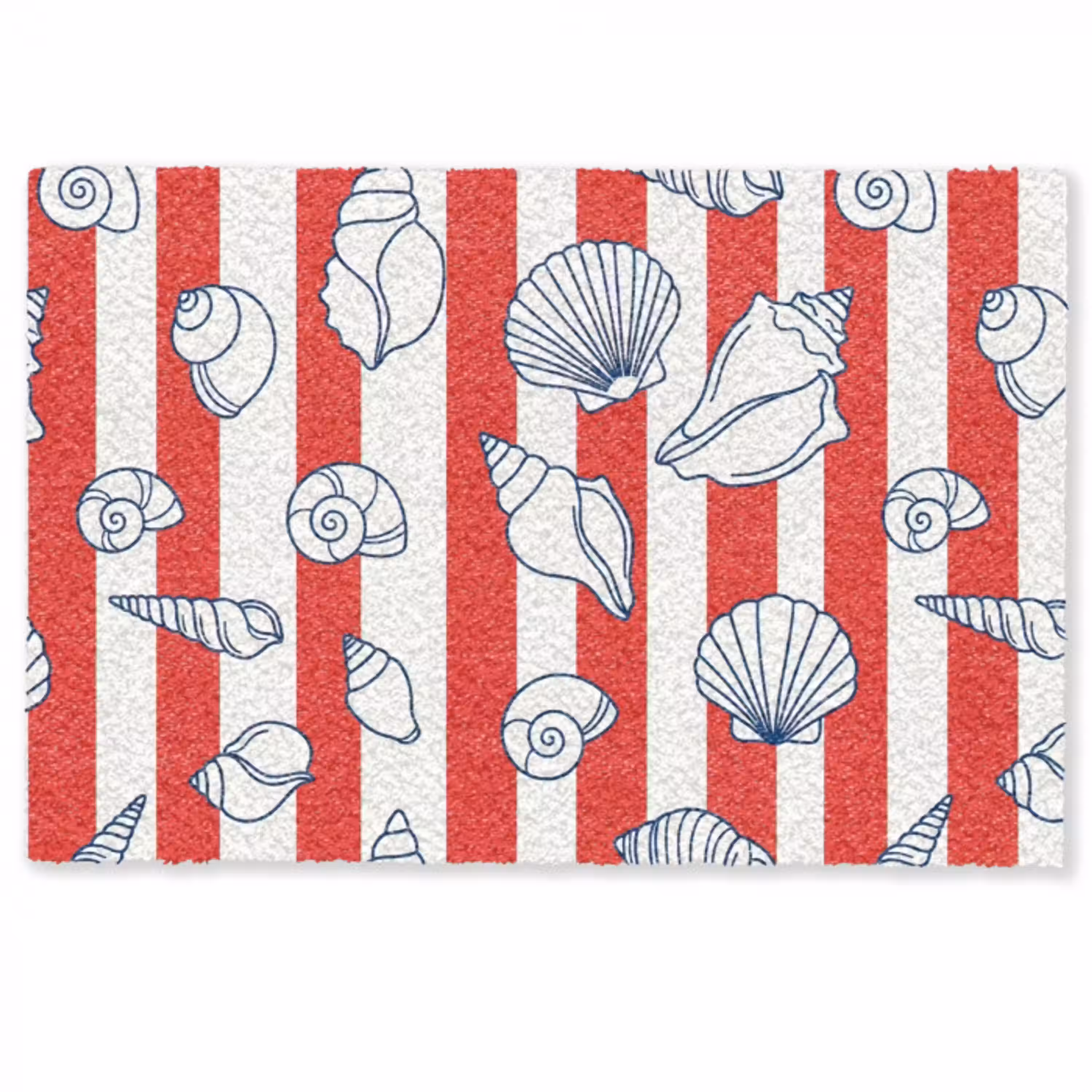 Schelp - Zeedieren - Zomer - Illustratie - Rood - Blauw Deurmat klein -zkaufland3d