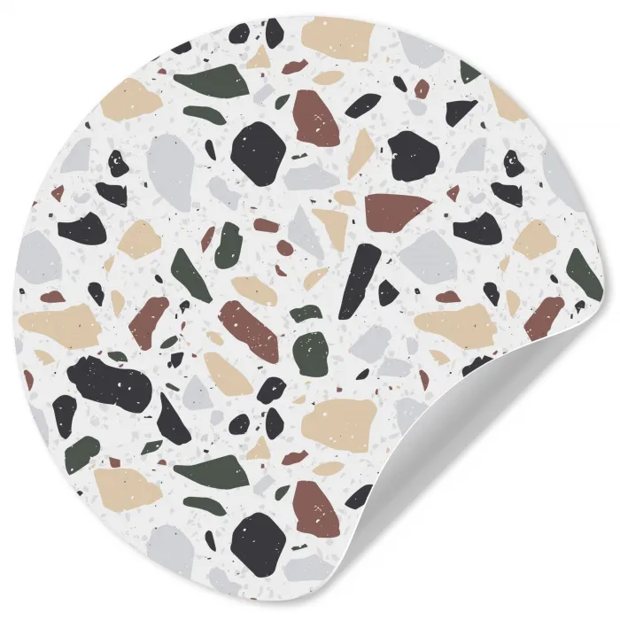 Terrazzo -  Patroon - Kleurrijk - Klei Wandcirkel behangsticker klein 186 -3d