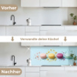 Macarons - Kleurrijk - Pastel keuken achterwand 2 middel -voor-na_DE