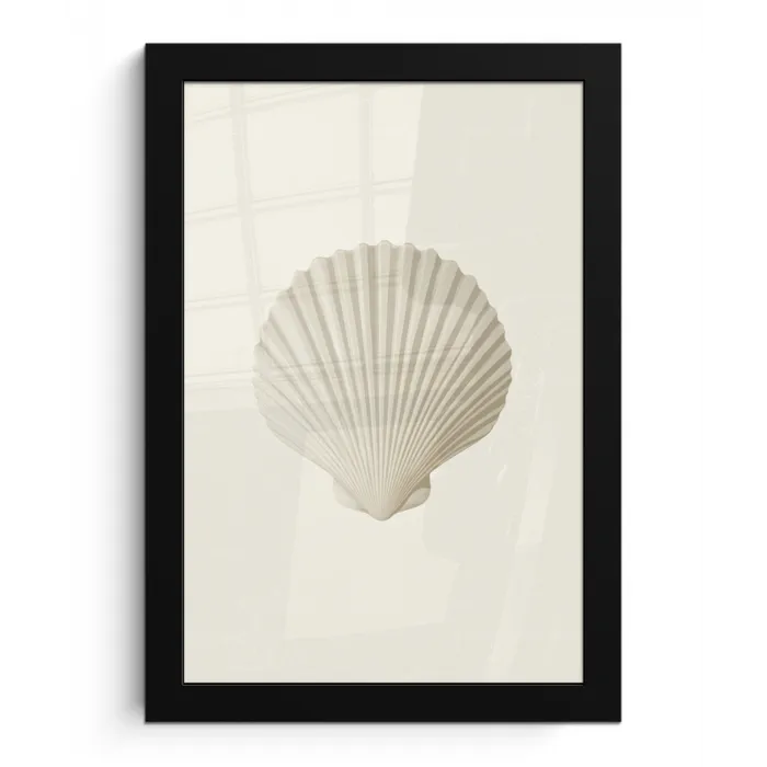 Schelp - Minimalistisch - Wit fotolijst zwart zonder passe partout klein -3d