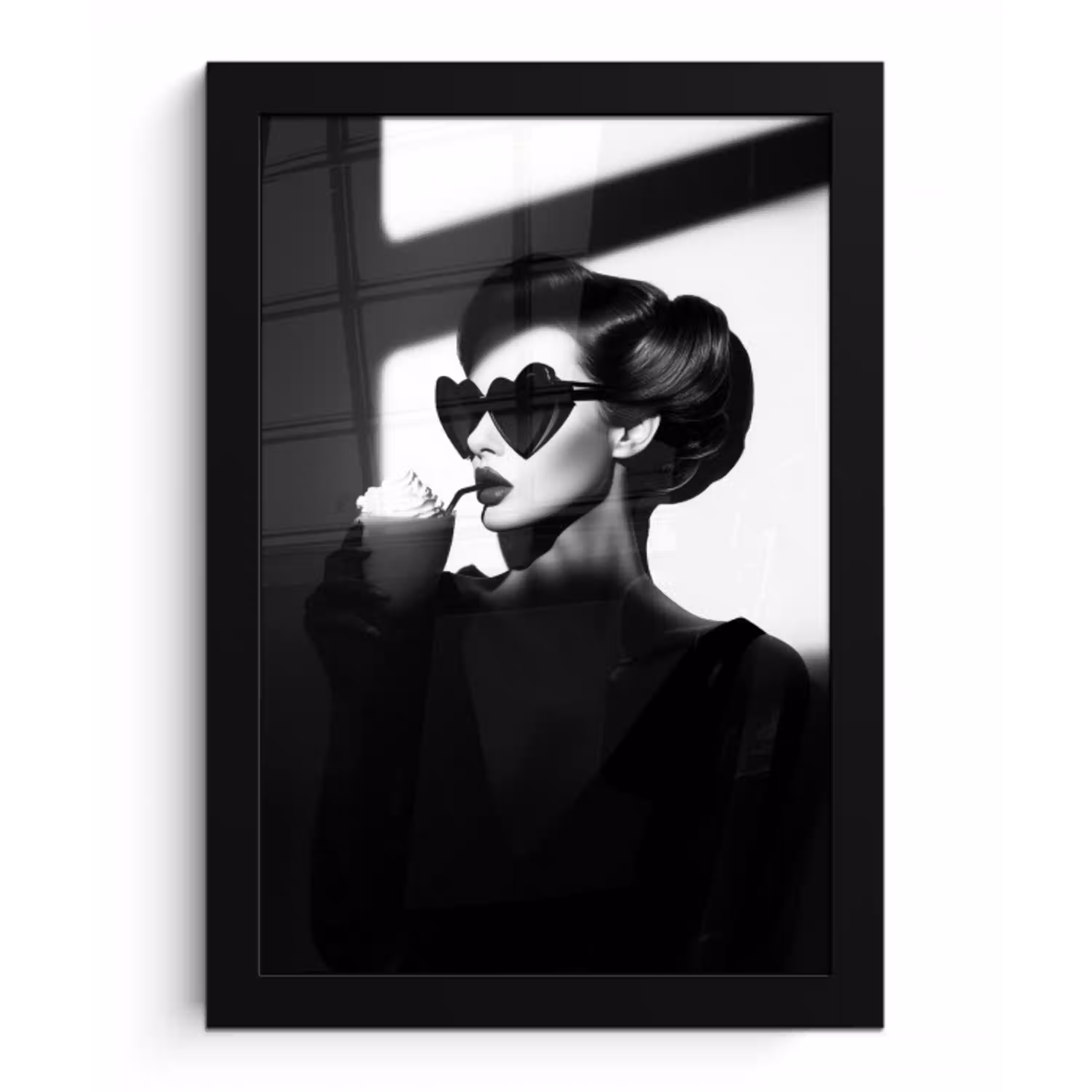 Vrouw - Zwart - Hart fotolijst zwart zonder passe partout klein -3d