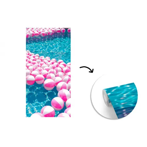Strandballen - Roze - Water fotobehang vinyl groot -3d