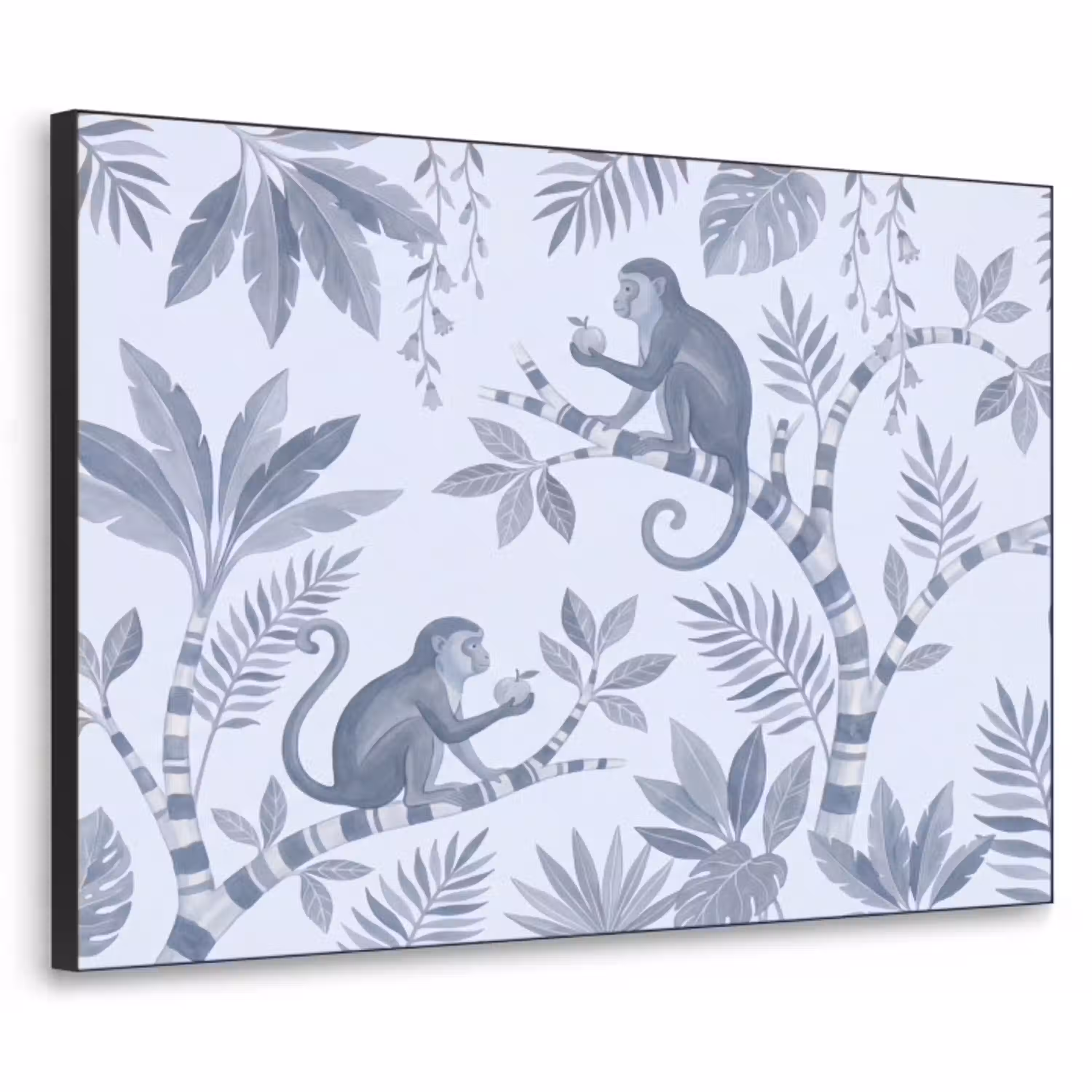 Aap - Boom - Bladeren - Jungle - Illustratie Textielframe zwart klein -3d