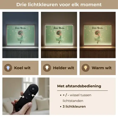Fee - Groen - Sprookje - Sterren Light Box met batterij (Wandlamp kind) middel -USP_lichtkleurNL