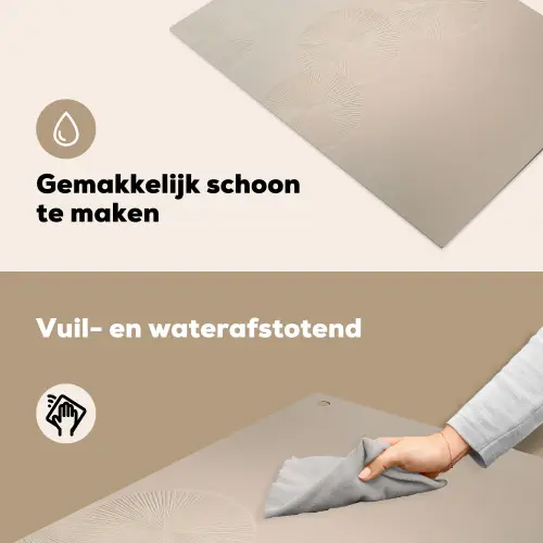 Japandi - Beige - Modern Inductie beschemer met haakjes klein -ky-schoon-nl