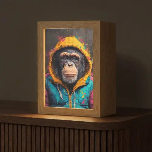 Graffiti - Chimpansee - Jas - Aap - Verf Light Box met kabel (Tafellamp) klein -z3d_website