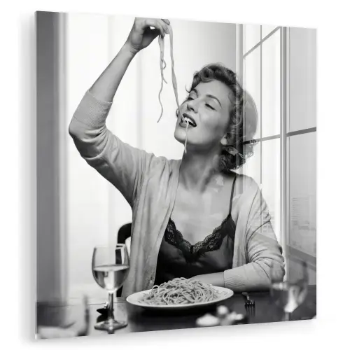 Vrouw - Spaghetti - Zwart - Wit plexiglas 5mm klein -zzzproduct_nieuw