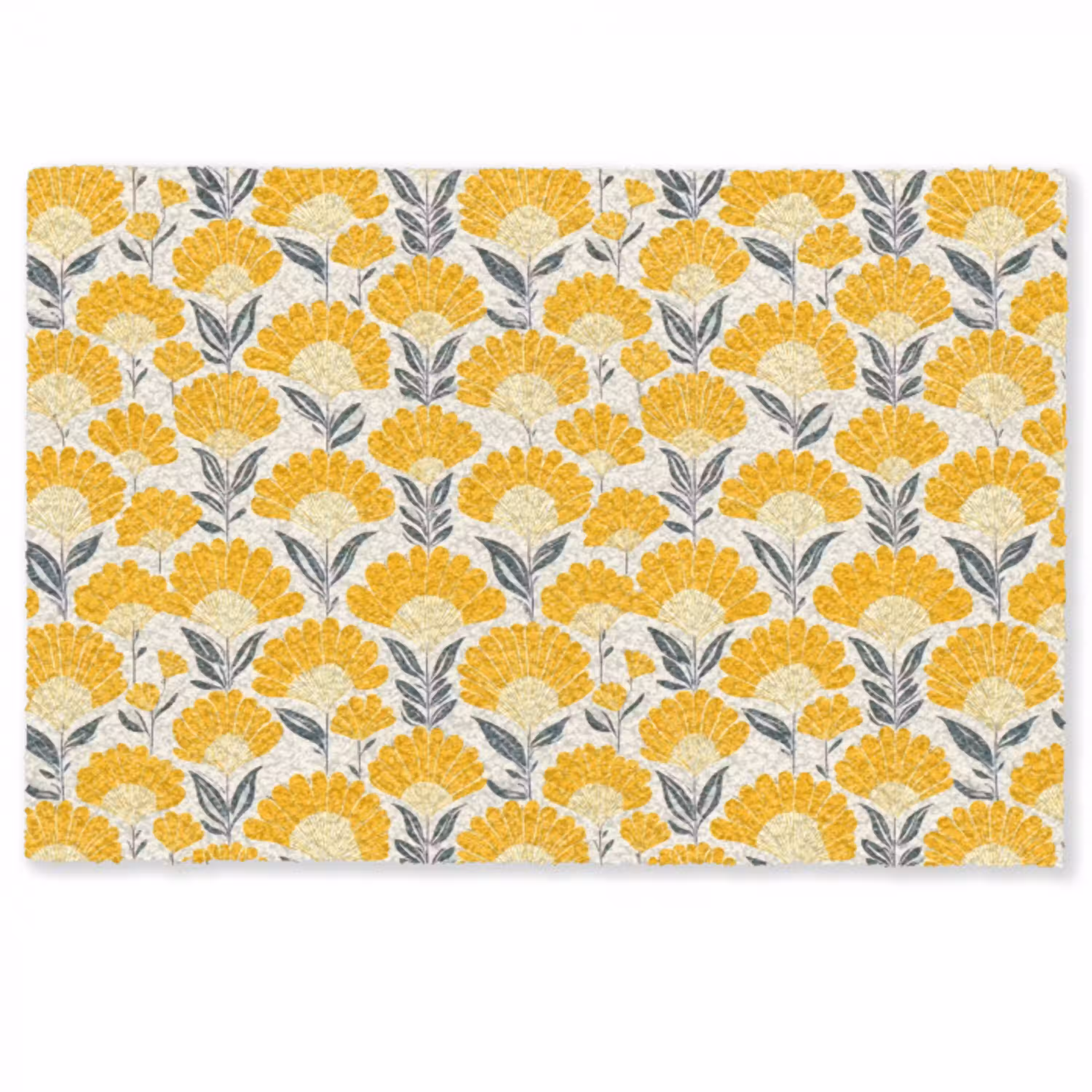 Bloemen - Retro - Botanisch - Okergeel - Grijs Deurmat klein 898 -zkaufland3d
