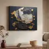 Kunst - Goud - Zwart - Modern - Abstract Textielframe zwart klein -sfeer3