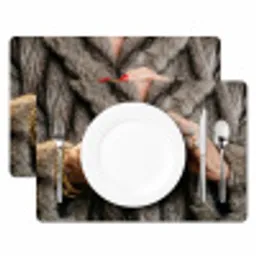 Vrouw - Hamburger - Bontjas Placemat vinyl groot -zzsfeer2_Kitchenyeah-website