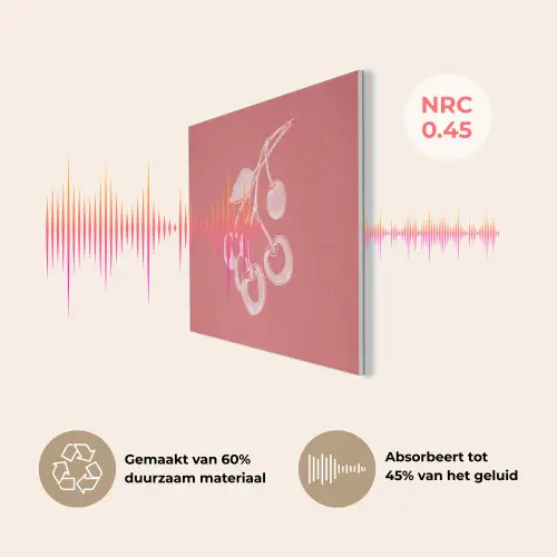 Lijnillustratie - Kersen - Tak - Wit PET vilt klein -USP_NL