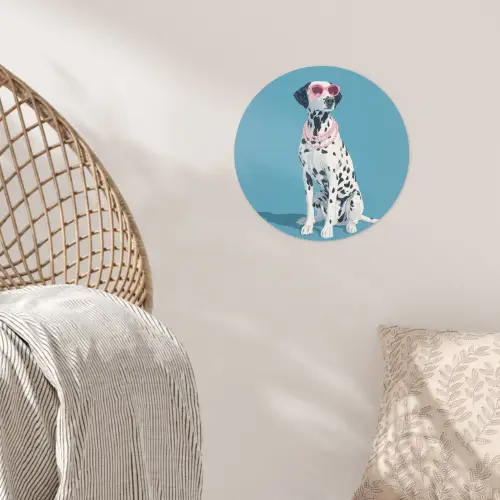 Dalmatiër - Zonnebril - Blauw Wandcirkel behangsticker klein -sfeer4