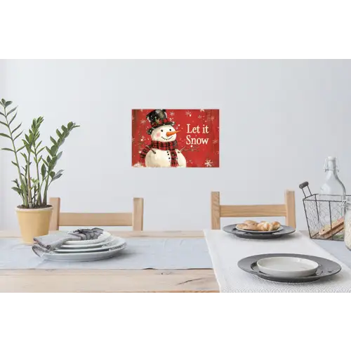 Sneeuwpret - Winter - Sneeuwpop Muursticker klein -eettafel