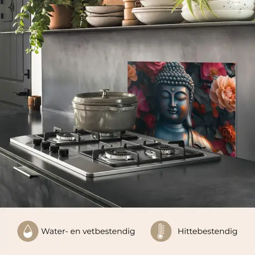 Boeddha - Bloemen - Buddha - Beeld - Kunst keuken achterwand spatscherm klein -usp_NL