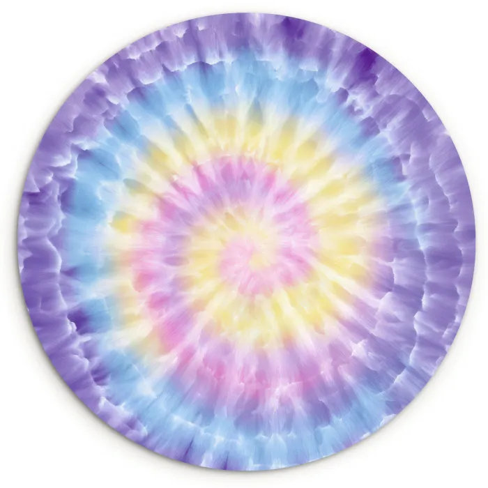 Spiraal - Tie dye - Pasteltinten Wandcirkel kunststof plaat 5mm dik klein -3d