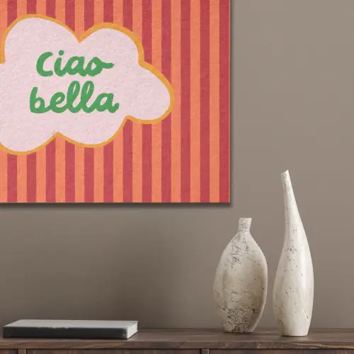 Ciao bella - Tekstwolk - Strepen - Oranje PET vilt klein -sfeer6_closeup