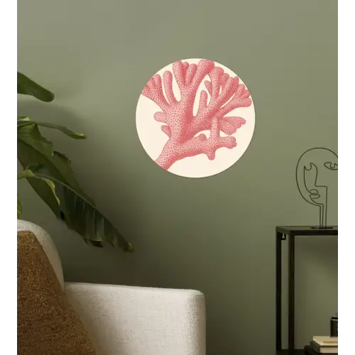 Koraal - Stipjes - Roze Wandcirkel behangsticker klein -sfeer2