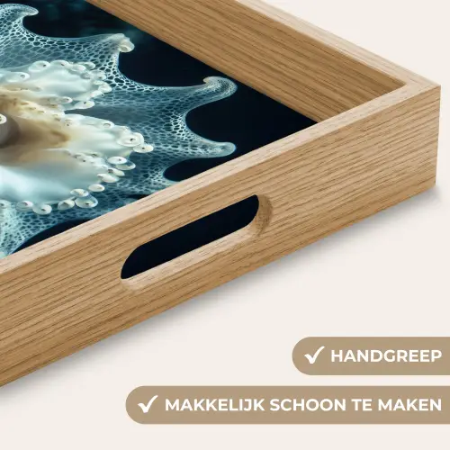 Zeewezen - Wit - Golven - Water Dienblad Rechthoek middel -USP_HandgreepNL