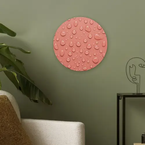 Water - Druppels - Roze Akoestische PET Vilt - Rond klein -sfeer2