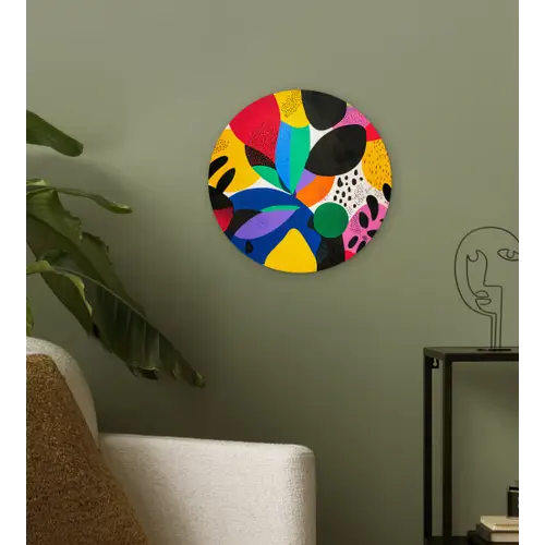 Vormen - Stippen - Kleurrijk Wandcirkel kunststof plaat 5mm dik klein -sfeer3