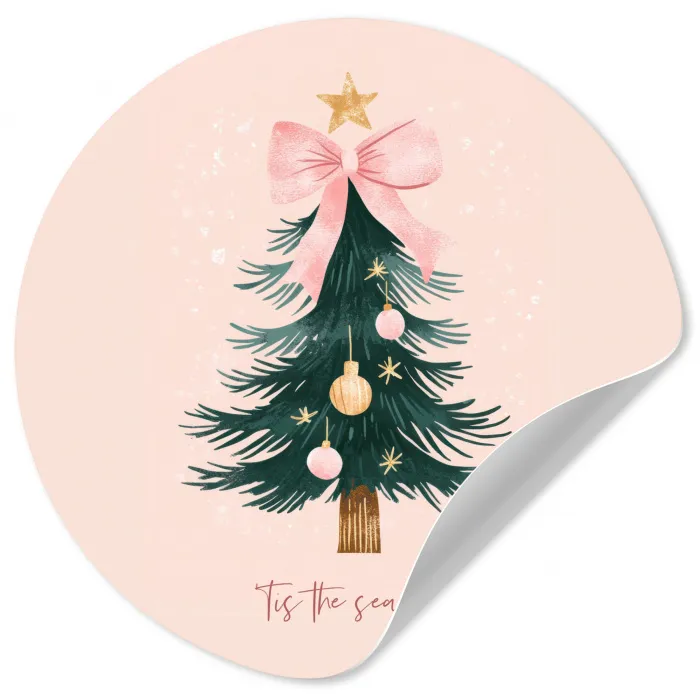 Christmas Season - Kerst - Kerstboom - Roze Wandcirkel behangsticker klein -3d