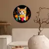 Kat - Eten - Patat - Graffiti - Abstract Wandcirkel behangsticker klein -sfeer1