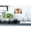 Vrouw - Bloemen - Pastel Muursticker klein -keuken