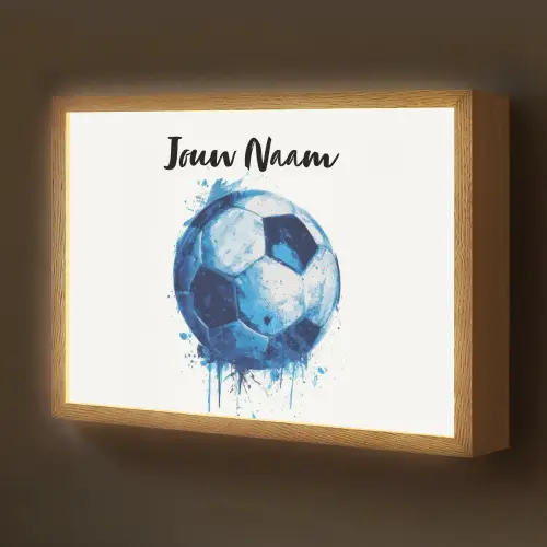 Voetbal - Blauw - Inkt - Spatten Light Box met batterij (Wandlamp kind) middel -z3d_website