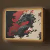 Zwarte draak - Rookwolken - Rood Light Box met batterij (Wandlamp) middel -z3d_website