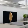 Bladeren - Zwart - Goud - Luxe - Natuur keuken achterwand spatscherm klein -3d_schuin