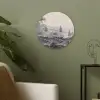 Mistig - Berglandschap - Illustratie Akoestische PET Vilt - Rond klein -sfeer2