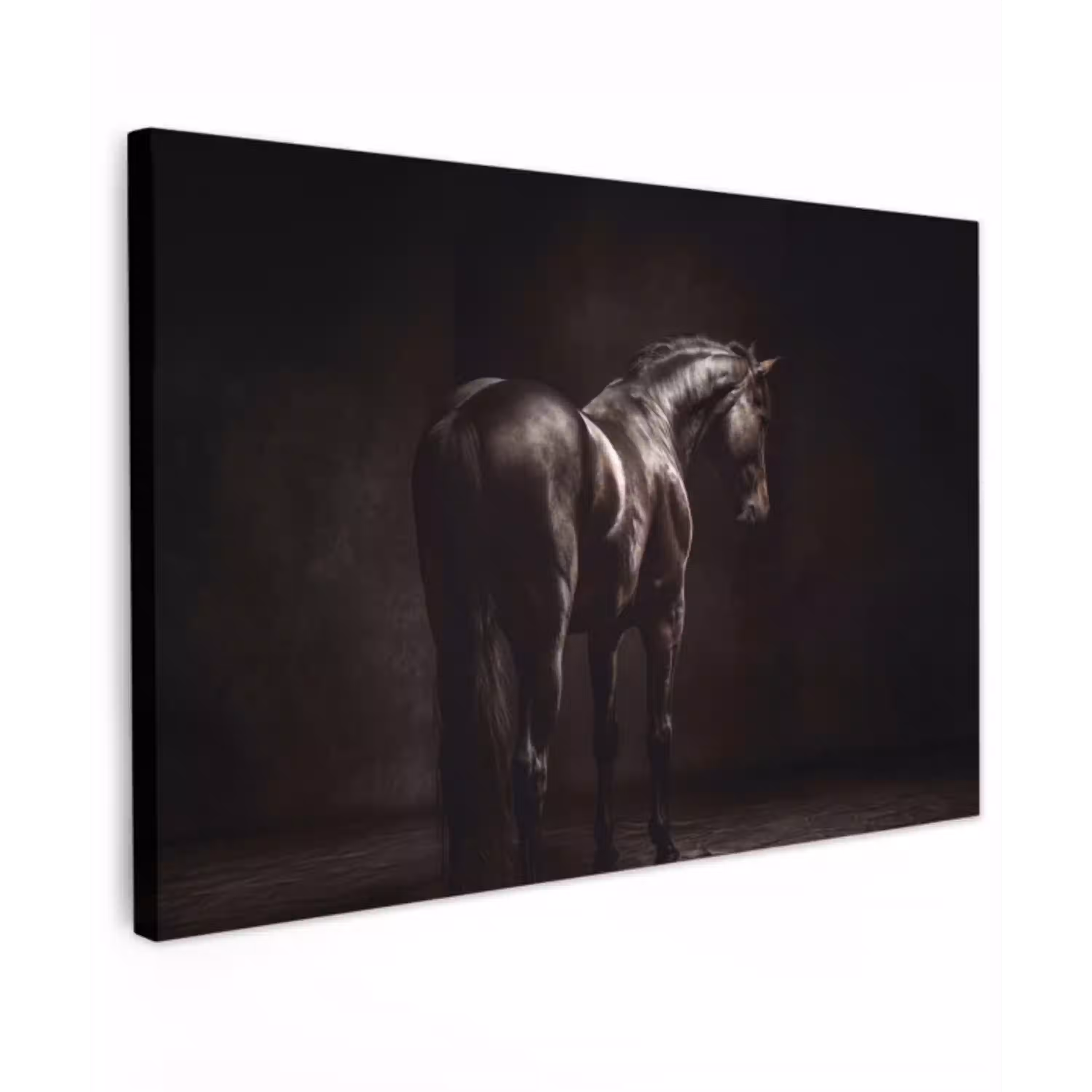 Krachtig - Paard - Donker Tuinposter op houten frame 2 cm dik klein -3d