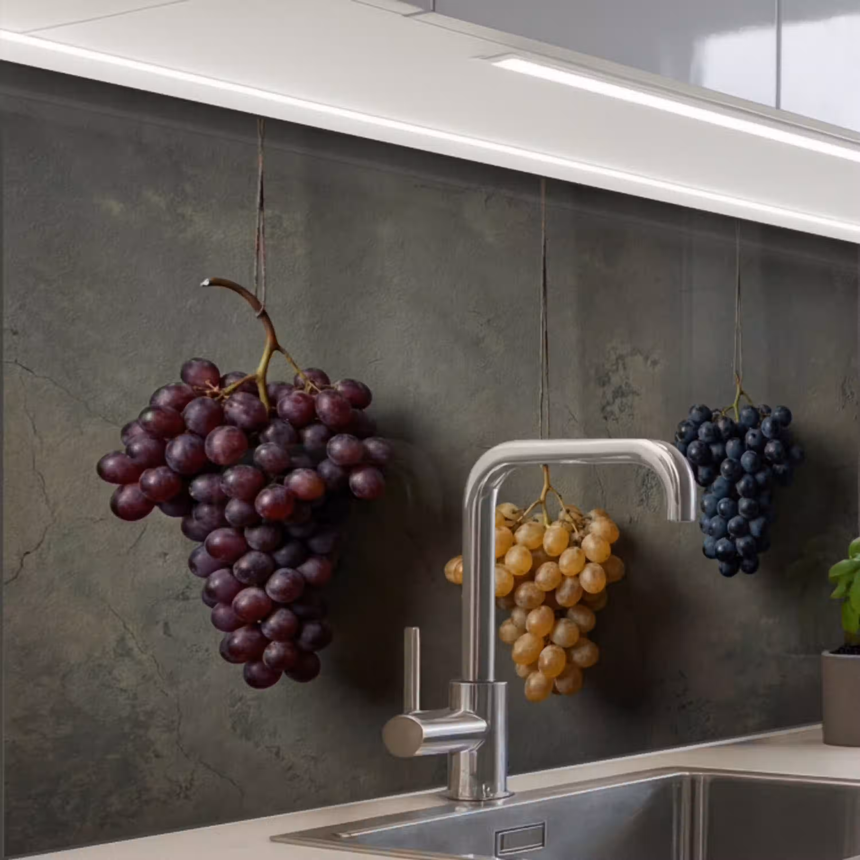 Druiven - Kleurrijk - Muur keuken achterwand 2 middel -zzzz3d_schuin