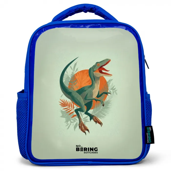 Dier - Dino - Natuur Kinderrugzak - Blauw middel -3d