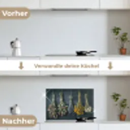 Kruidenkwartet aan een Donkere Wand keuken achterwand spatscherm klein -voor_na_DE