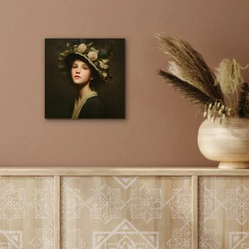 Bloemenhoed - Portret - Vrouw aluminium wit klein -sfeer4