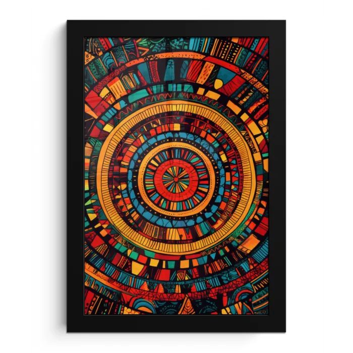 Mandala - Cirkels - Patronen fotolijst zwart zonder passe partout klein -3d