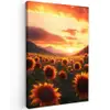 Zonnebloemen - Zonsondergang - Landschap Tuinposter op houten frame 2 cm dik klein -3d