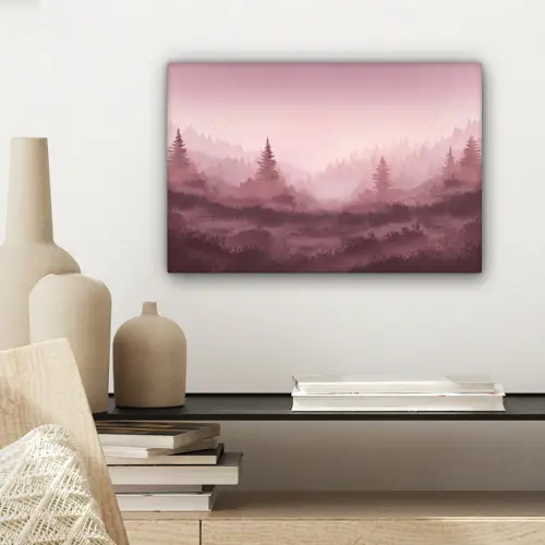 Landschap - Mistig - Roze canvas 2cm klein -sfeer6