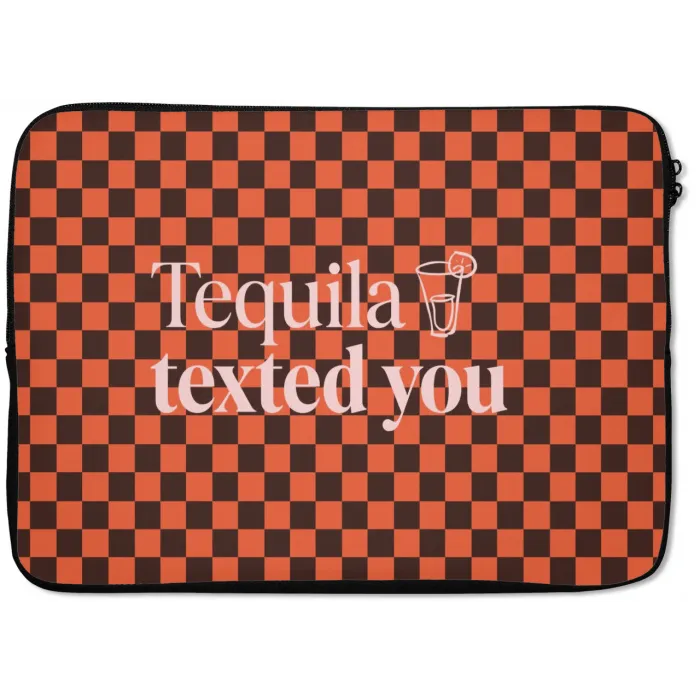 Tequila texted you - Glas - Vierkanten - Oranje laptophoes neopreen klein -zkaufland3dotto