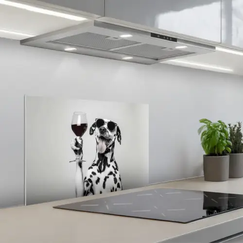 Zonnebril - Dalmatiër - Wijnglas - Tong keuken achterwand spatscherm klein -3d_schuin