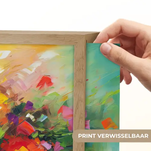 Bloemen - Kleurrijk - Bloempot - Olieverf Light Box met batterij (Wandlamp) middel -USP_websiteprintNL