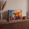 Schotse hooglander - Koeien - Dieren - Kunst Light Box met batterij (Wandlamp) middel -sfeer2