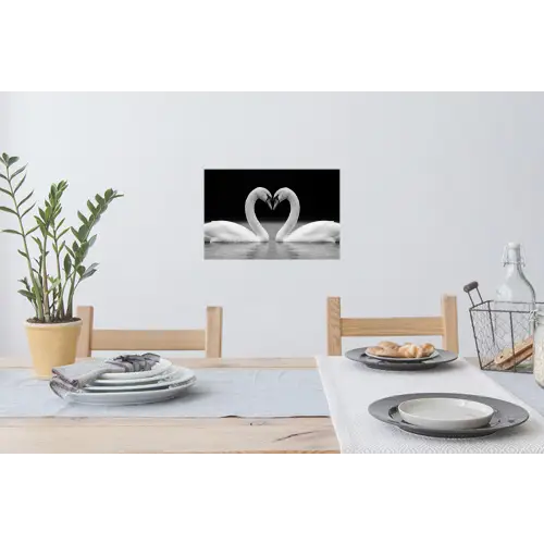 Zwanen - Hart - Zwart - Wit Muursticker klein -eettafel