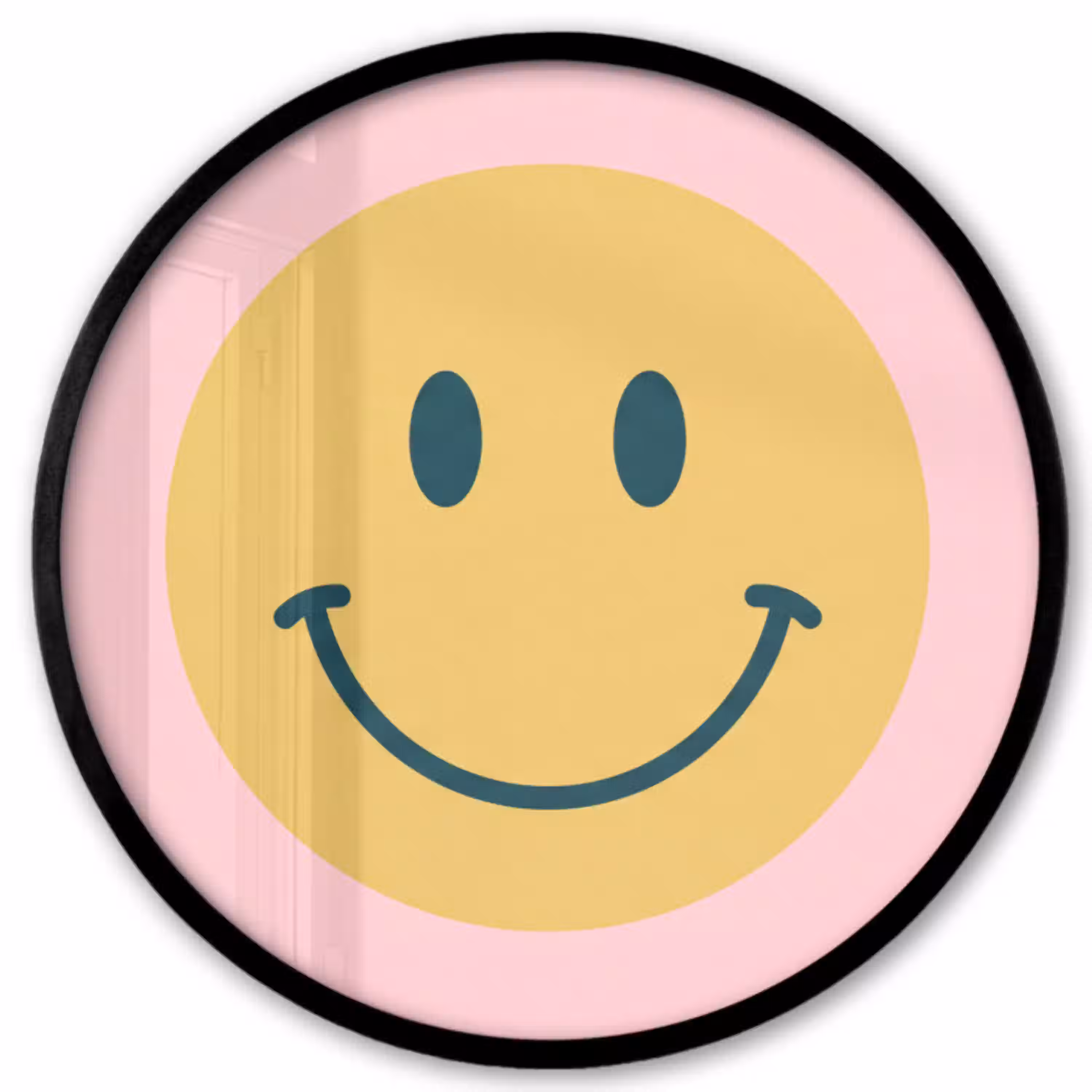 Smiley - Geel - Roze - Symbool - Minimalistisch Fotolijst rond zonder passe partout klein -3d