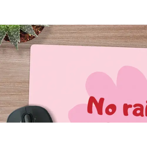 No rain no flowers - Bloem - Roze muismat rubber klein -closeup