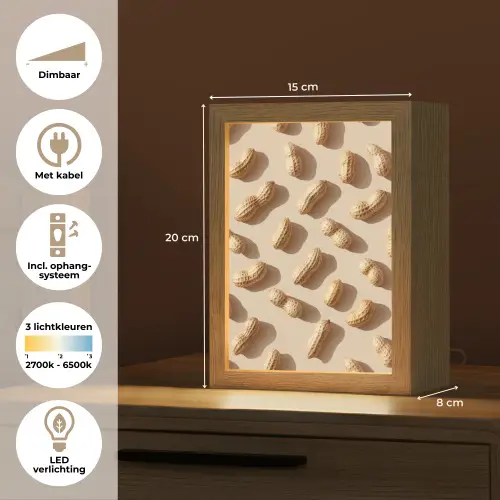 Pinda's - Patroon - Beige Light Box met kabel (Tafellamp) klein -USP_NL