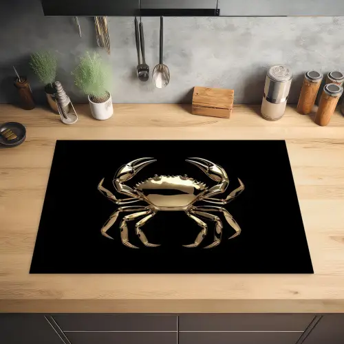 Goud - Krab - Dieren - Zwart Inductie beschermer vinyl 3mm klein -sfeer5